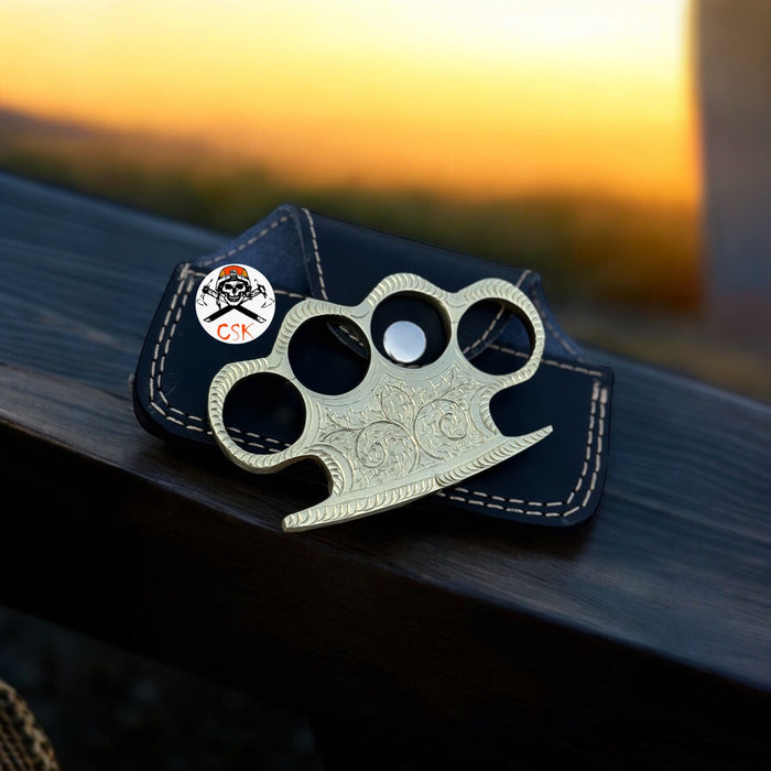 Custom Hand Engraved Brass knuckle cskforged