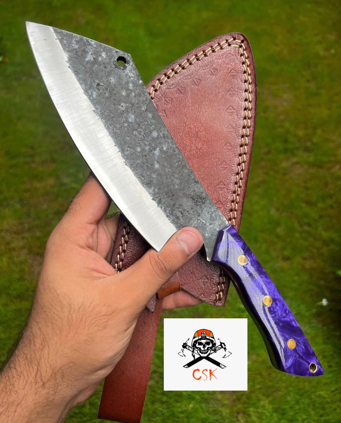 Custom Hand Forged High Carbon steel Cleaver Knife cskforged