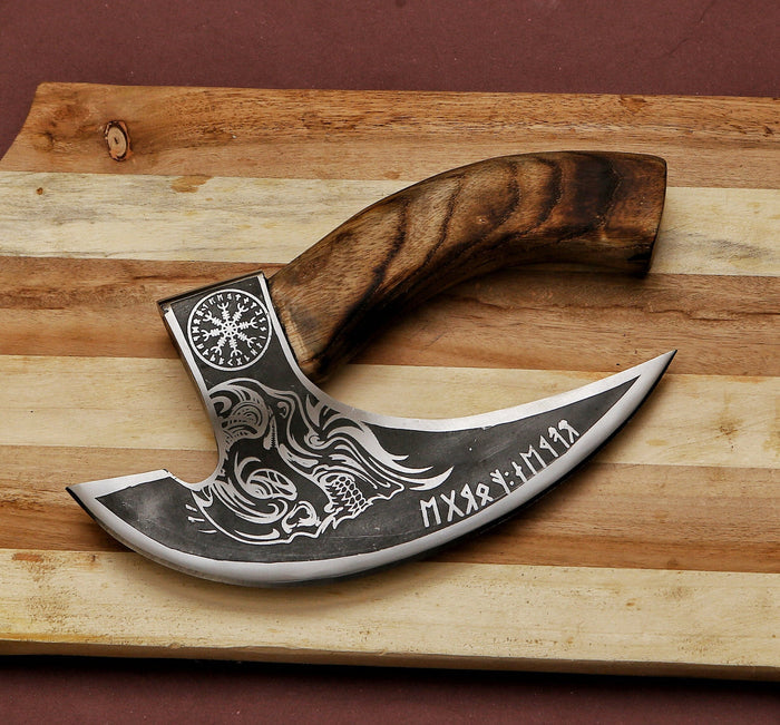 Custom hand forged pizza cutter X, Viking pizza cutter , Viking Bearded Camping pizza Cutter cskforged