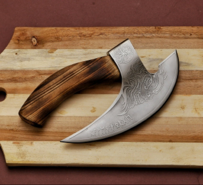 Custom hand forged pizza cutter X, Viking pizza cutter , Viking Bearded Camping pizza Cutter cskforged