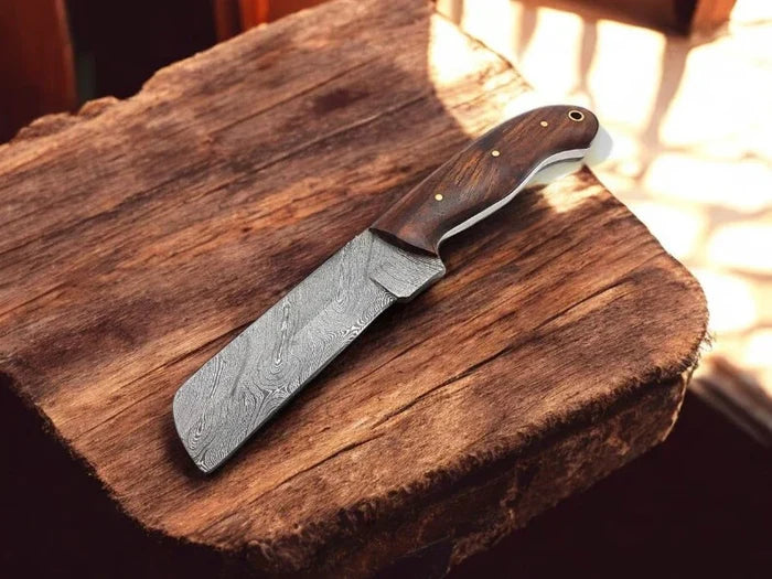 Custom Handmade Bull Cutter Knife with Leather Sheath cskforged