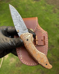 Custom Handmade Damascus Blade EDC Folding Pocket Knife cskforged