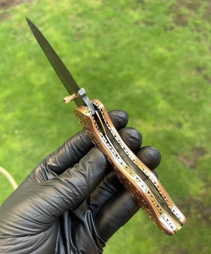 Custom Handmade Damascus Blade EDC Folding Pocket Knife cskforged