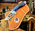 Custom Handmade Damascus Bull Cutter Knife with Leather Sheath cskforged