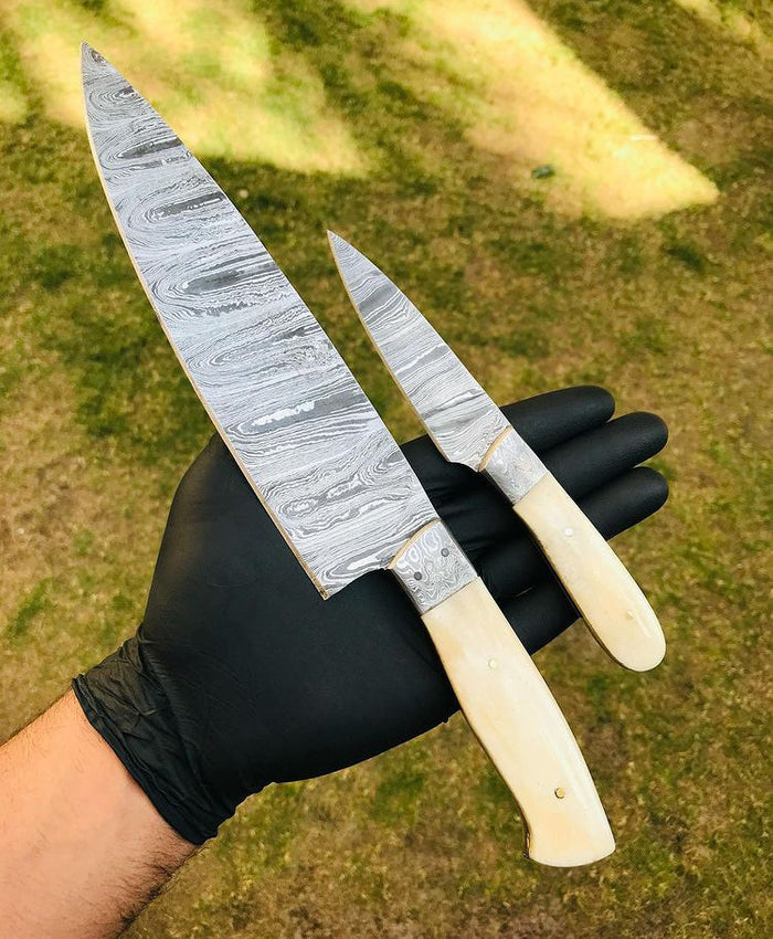 Custom Handmade Damascus steel 2 pieces chef set cskforged