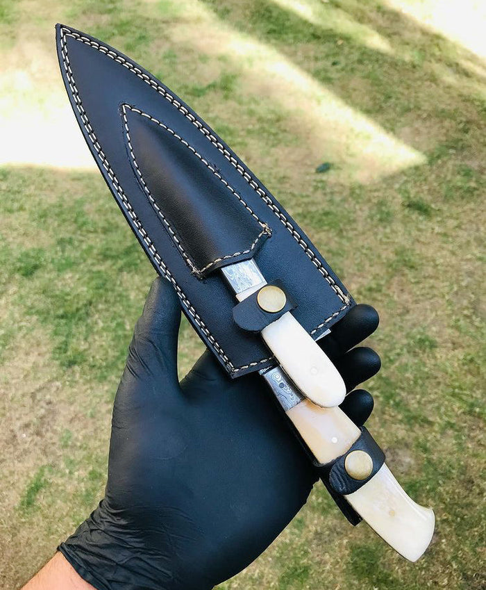 Custom Handmade Damascus steel 2 pieces chef set cskforged
