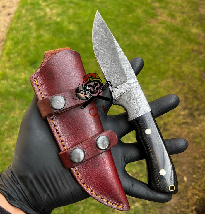 Custom Handmade Damascus Steel Fixed Blade Hunting Knife cskforged