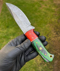 Custom Handmade Damascus Steel Fixed Blade Hunting Knife cskforged