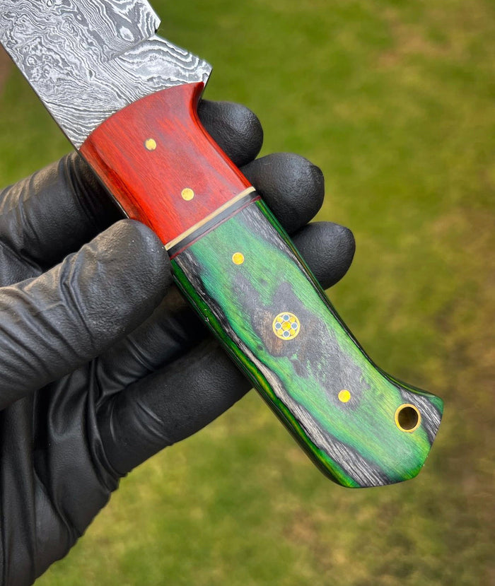 Custom Handmade Damascus Steel Fixed Blade Hunting Knife cskforged