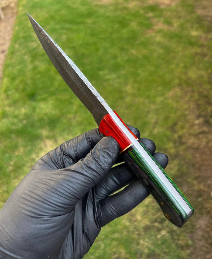 Custom Handmade Damascus Steel Fixed Blade Hunting Knife cskforged