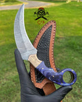 Custom Handmade Damascus steel Ring Tail karambit knife cskforged