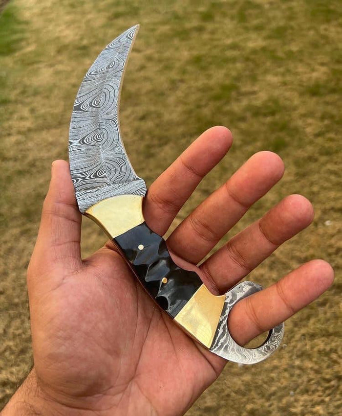 Custom Handmade Damascus steel Ring Tail karambit knife cskforged