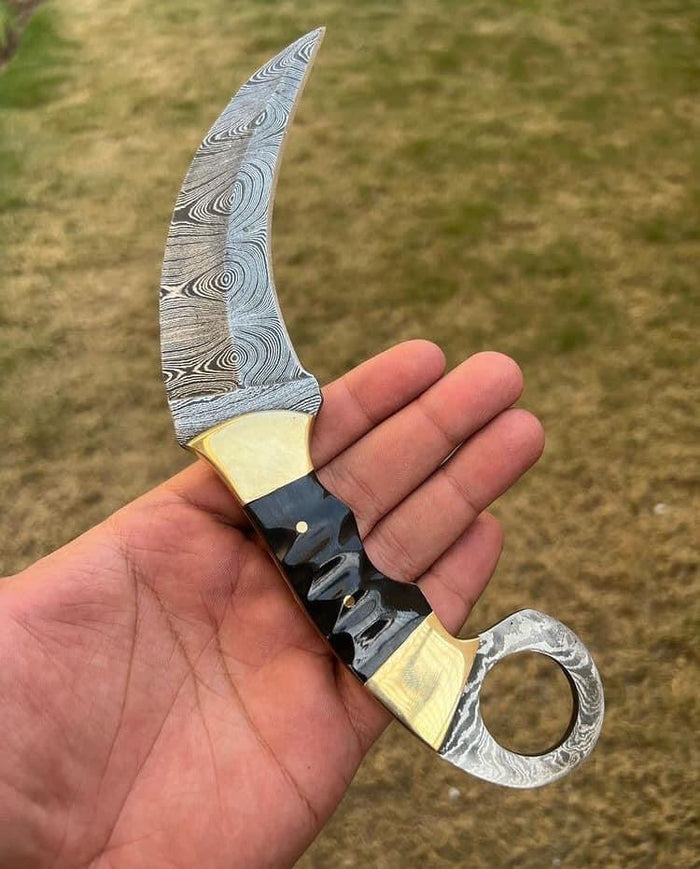Custom Handmade Damascus steel Ring Tail karambit knife cskforged