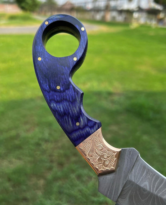 Custom Handmade Damascus steel Ring Tail karambit knife cskforged