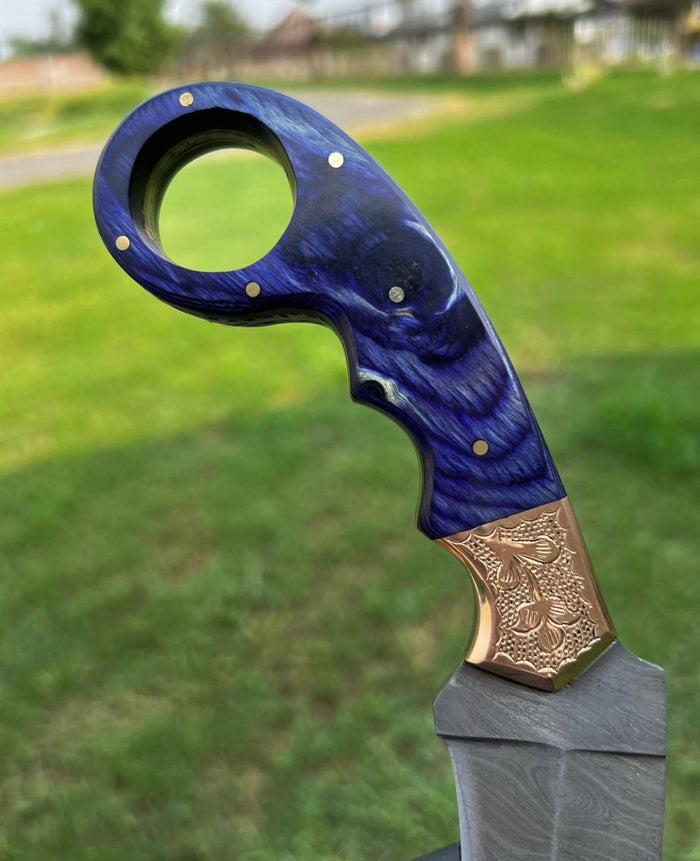 Custom Handmade Damascus steel Ring Tail karambit knife cskforged
