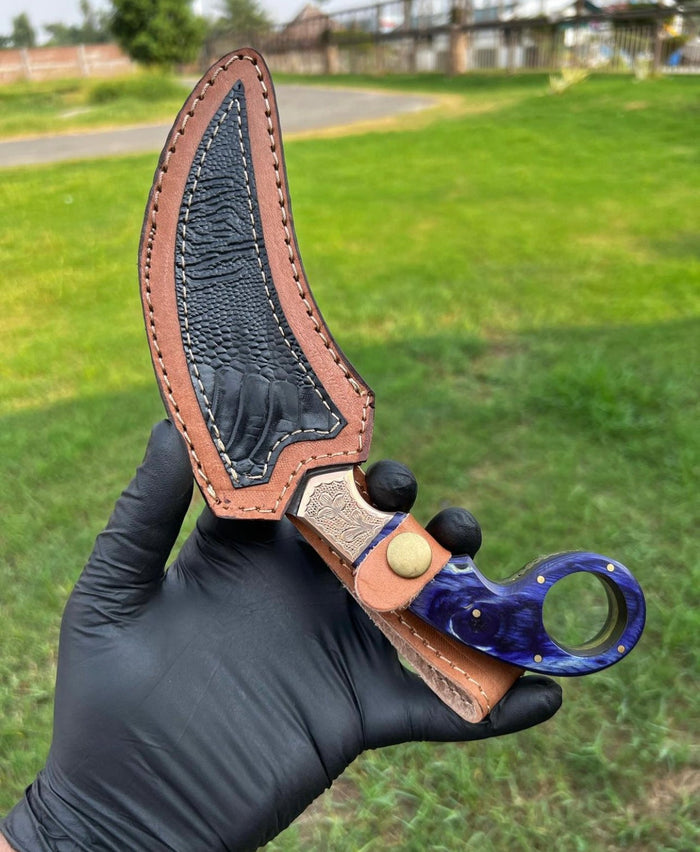 Custom Handmade Damascus steel Ring Tail karambit knife cskforged