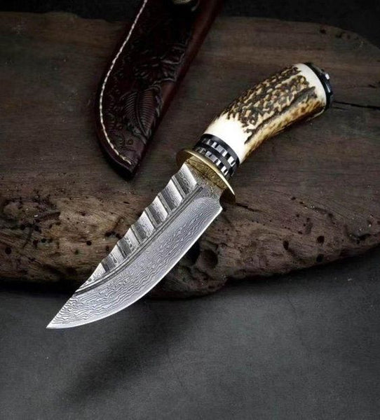 Custom Handmade Damascus Steel Steel Hunting Knife cskforged