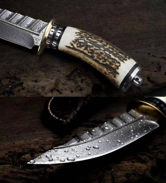 Custom Handmade Damascus Steel Steel Hunting Knife cskforged