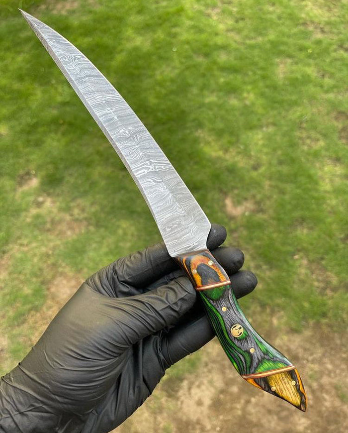 Custom Handmade Flexible Damascus Steel Fillet knife cskforged