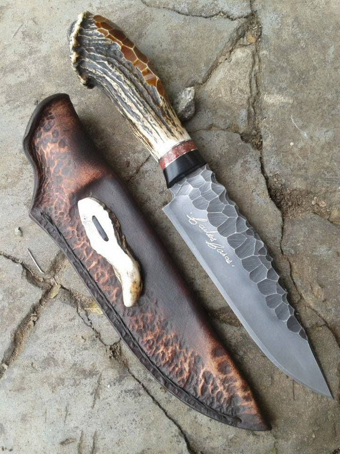Custom Handmade Stone Texture Hand Forged 1095 High Carbon Steel Vintage Viking Knife cskforged