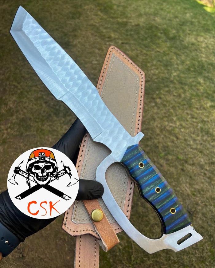 Custom Made D2 Steel Blade Large Camping Knife cskforged