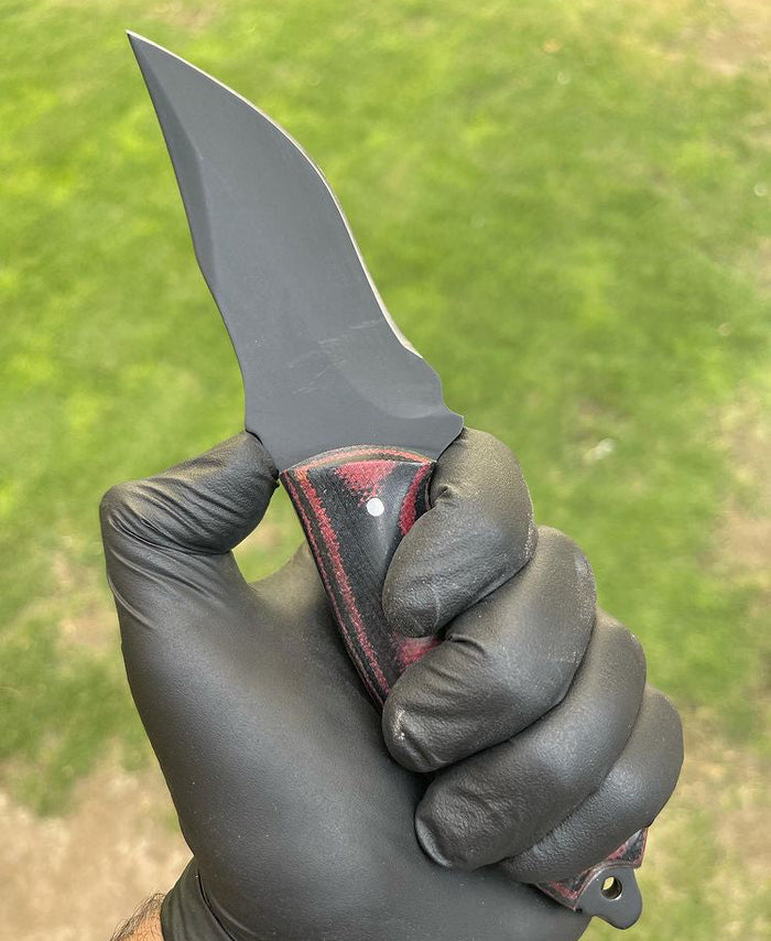 Custom made D2 steel EDC Hunting powder coated blade knife cskforged