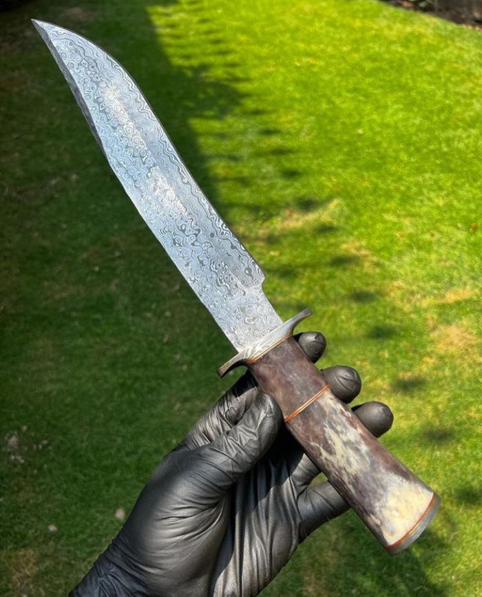 Custom Made Damacus Steel Camping Knife cskforged