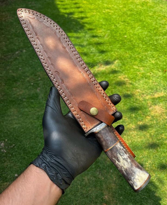 Custom Made Damacus Steel Camping Knife cskforged