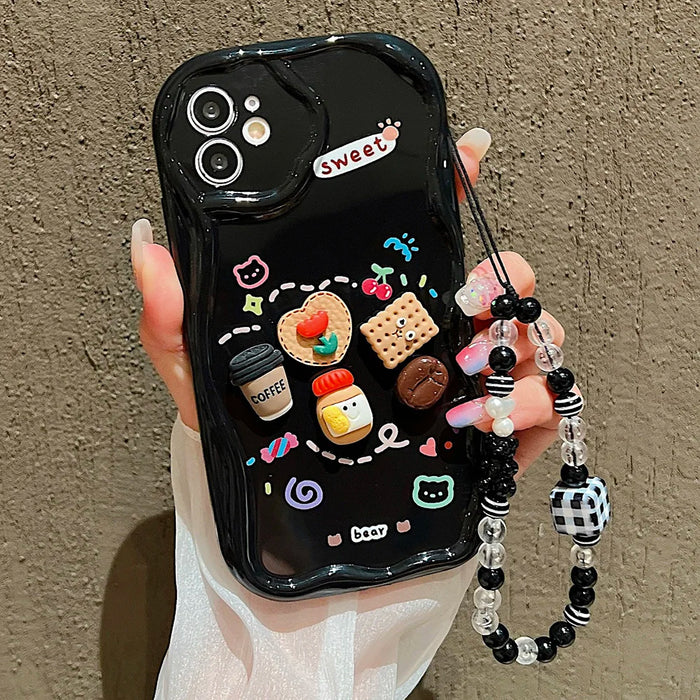 Cute 3D Pig Bracelet Wrist Chain Lanyard Clear Soft Phone Case For iPhone PhoneShells