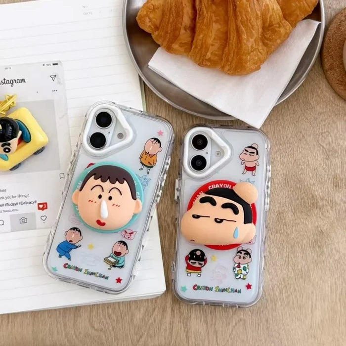 Cute Anime Funny snot Boochan Crayon Shin-chan Magnetic Holder Magsafe Wireless Charge Case For iPhone PhoneShells