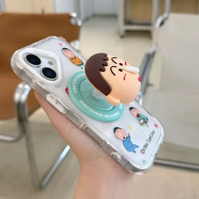 Cute Anime Funny snot Boochan Crayon Shin-chan Magnetic Holder Magsafe Wireless Charge Case For iPhone PhoneShells