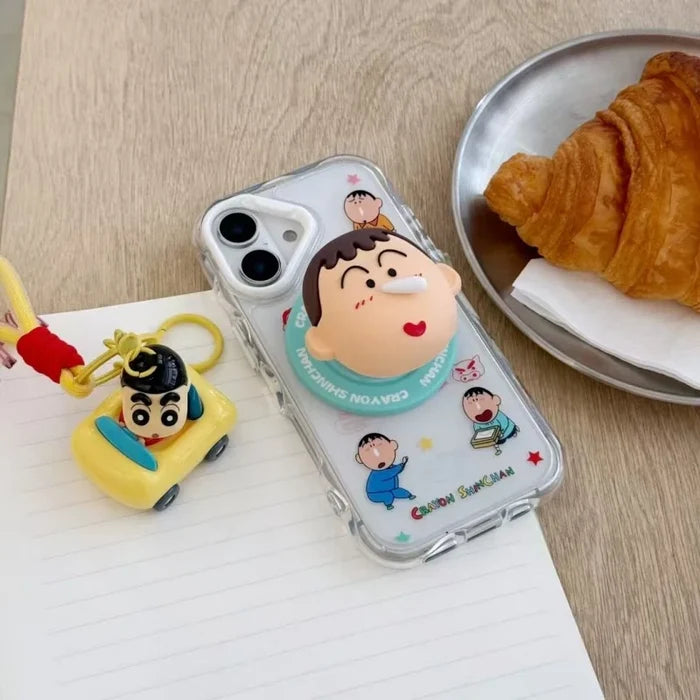 Cute Anime Funny snot Boochan Crayon Shin-chan Magnetic Holder Magsafe Wireless Charge Case For iPhone PhoneShells