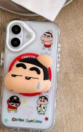 Cute Anime Funny snot Boochan Crayon Shin-chan Magnetic Holder Magsafe Wireless Charge Case For iPhone PhoneShells