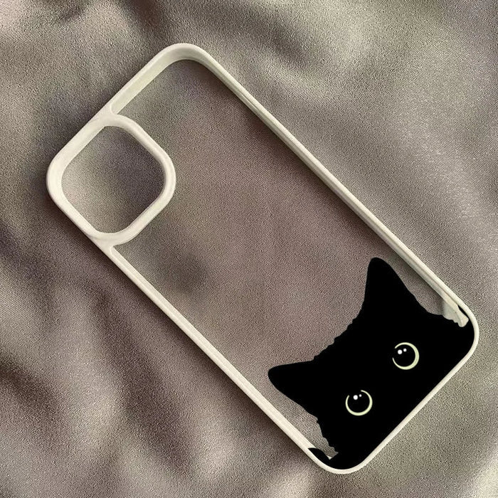 Cute Black Cat Pattern Hard Clear Phone Case PhoneShells