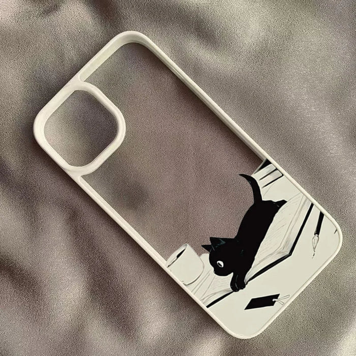 Cute Black Cat Pattern Hard Clear Phone Case PhoneShells