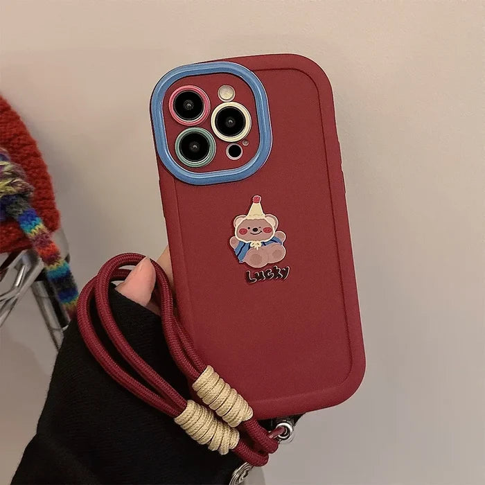 Cute Cartoon Bear Lanyard Phone Case For iPhone PhoneShells