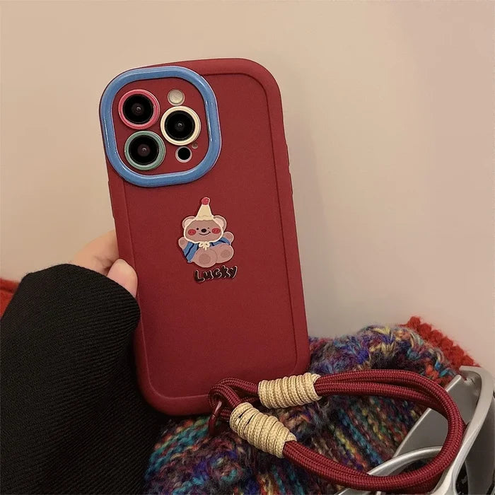 Cute Cartoon Bear Lanyard Phone Case For iPhone PhoneShells