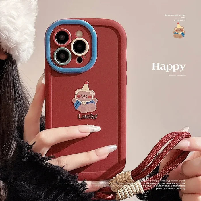 Cute Cartoon Bear Lanyard Phone Case For iPhone PhoneShells