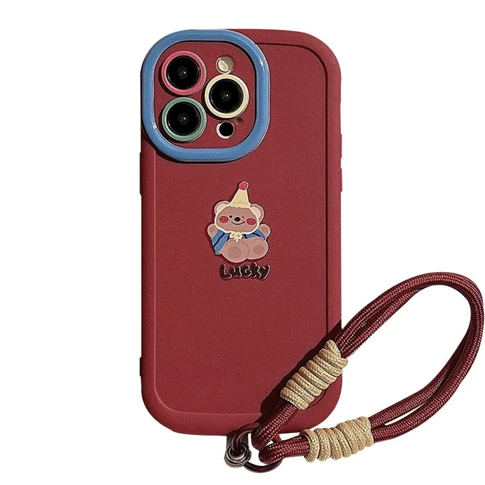 Cute Cartoon Bear Lanyard Phone Case For iPhone PhoneShells