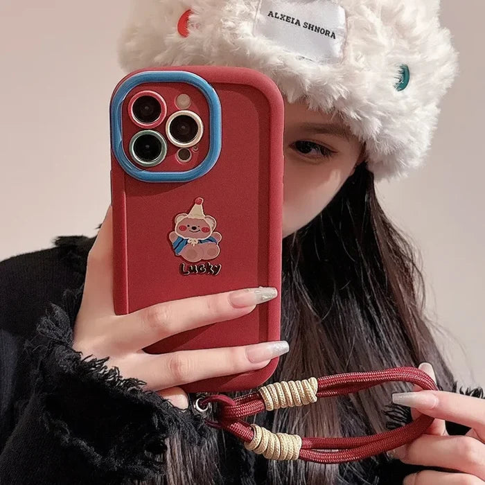 Cute Cartoon Bear Lanyard Phone Case For iPhone PhoneShells