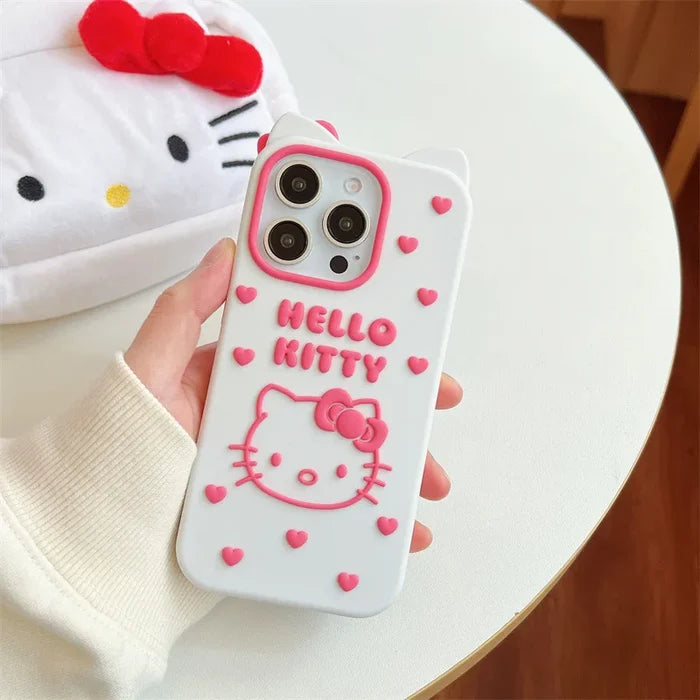 Cute Cartoon Bowknot Hello Kitty Love Heart Soft Silicone Phone Case For iPhone PhoneShells