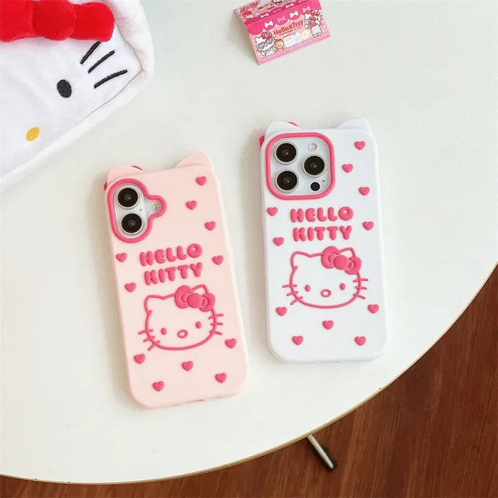 Cute Cartoon Bowknot Hello Kitty Love Heart Soft Silicone Phone Case For iPhone PhoneShells