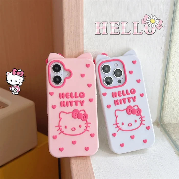 Cute Cartoon Bowknot Hello Kitty Love Heart Soft Silicone Phone Case For iPhone PhoneShells