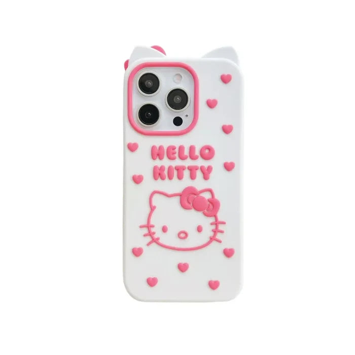Cute Cartoon Bowknot Hello Kitty Love Heart Soft Silicone Phone Case For iPhone PhoneShells