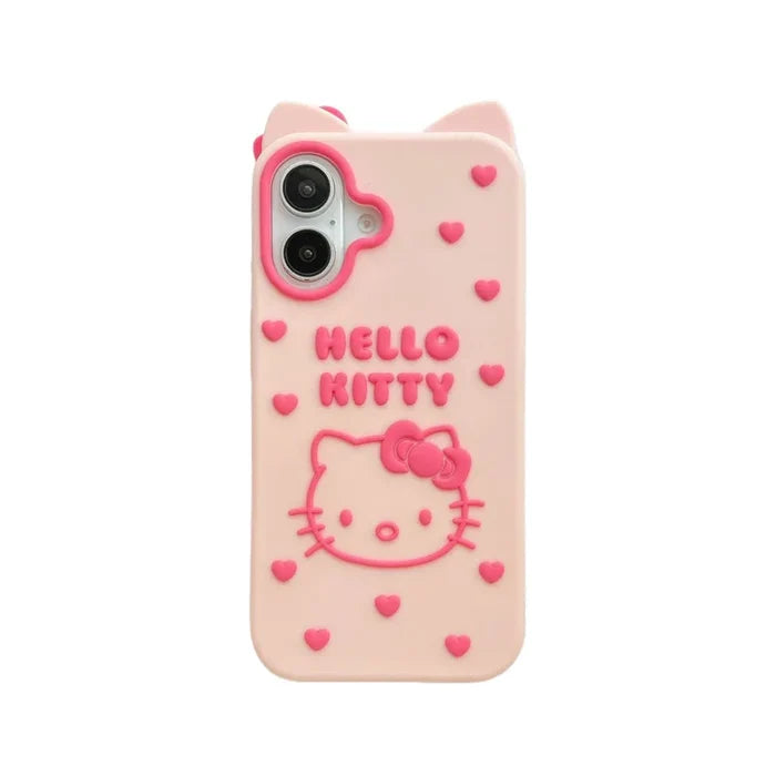 Cute Cartoon Bowknot Hello Kitty Love Heart Soft Silicone Phone Case For iPhone PhoneShells