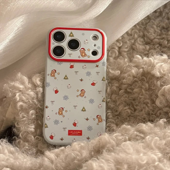 Cute Cartoon Christmas Sock Quicksand Shake Holder Phone Case For iPhone PhoneShells