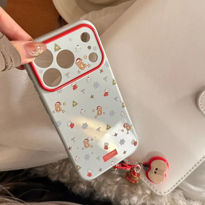 Cute Cartoon Christmas Sock Quicksand Shake Holder Phone Case For iPhone PhoneShells
