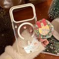 Cute Cartoon Christmas Wreath Quicksand Magnetic Bracket Phone Case For iPhone PhoneShells