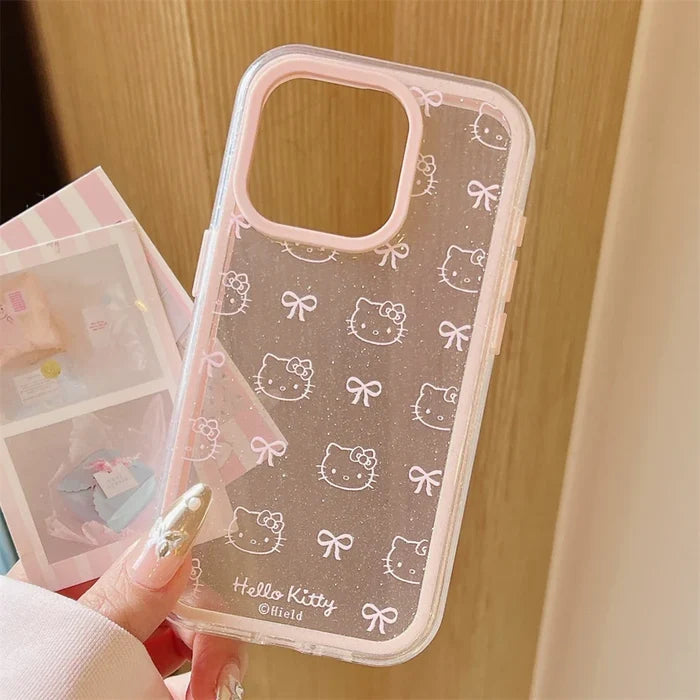 Cute Cartoon Hello Kitty Pet Cat Shockproof Candy Clear Pink Phone Case PhoneShells