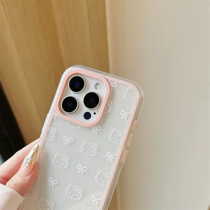 Cute Cartoon Hello Kitty Pet Cat Shockproof Candy Clear Pink Phone Case PhoneShells